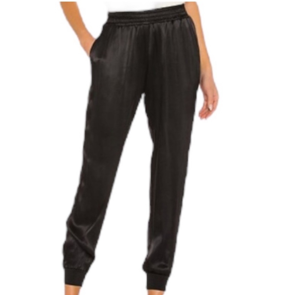 Sanctuary Black Satin Jogger Pants High Waist Size XL Elastic Waist NWT